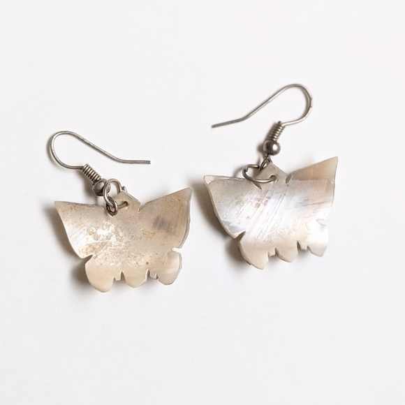 Vintage Black and White Butterfly Earrings - Picture 7 of 9